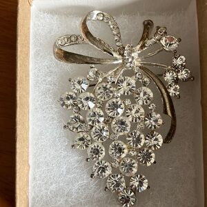 Elegant Silver Rhinestone Brooch